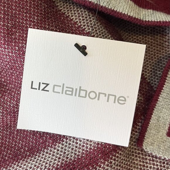 Liz Claiborne Pull Over Sweater Womens XL Burgundy Gray New Soft - Picture 8 of 8